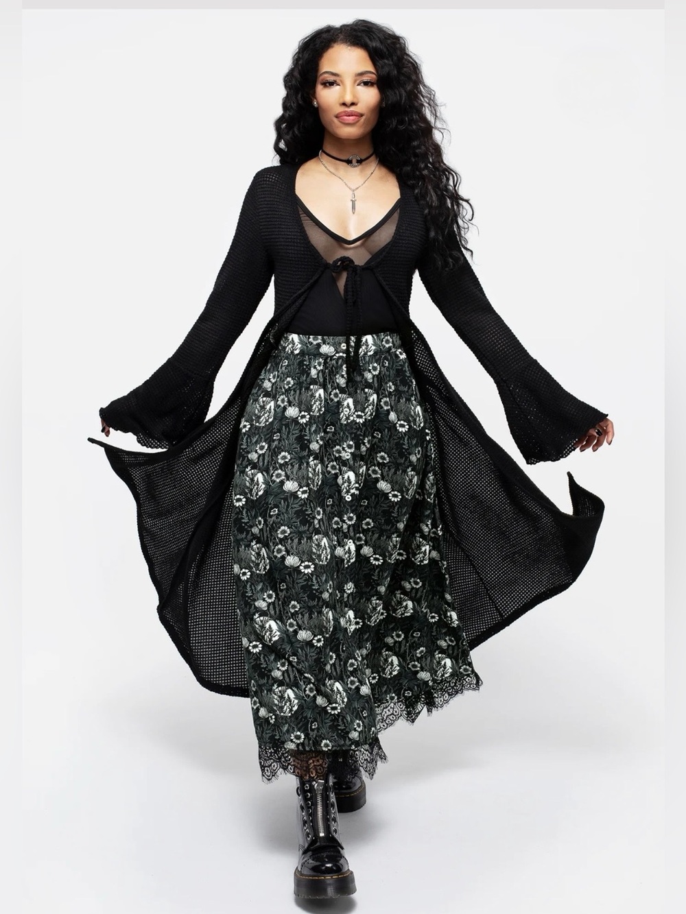 Disturbia Nightbloom Button Front Midaxi Skirt US Size 8